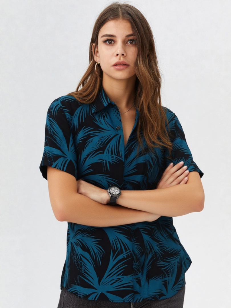 Guayabera Mujer Palmeras 100% algodón