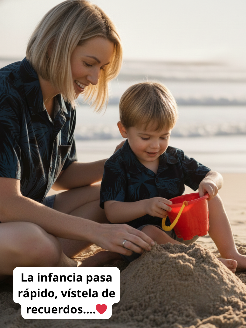 Pack 2 Guayaberas algodón Mamá + Hijo/a Palmeras