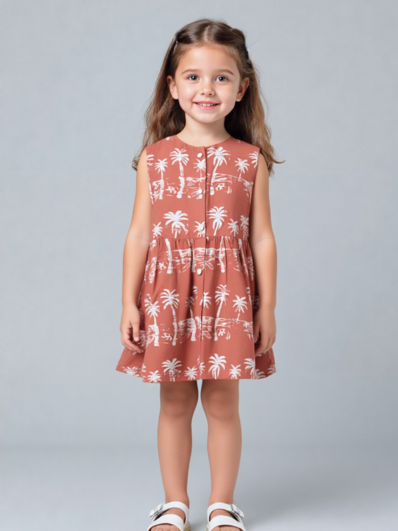 Vestido niña Palmeras 100% Viscosa