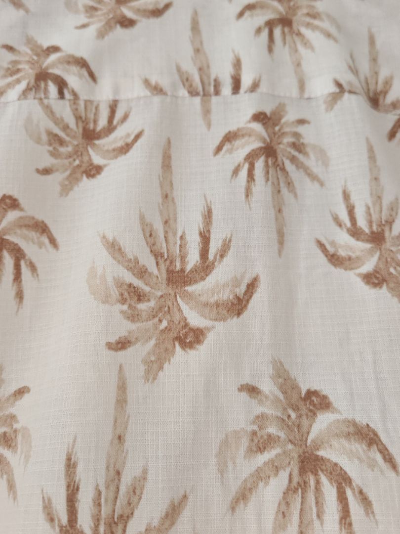 Guayabera Hombre Palmeras Crudo/Terracota 100% Algodón
