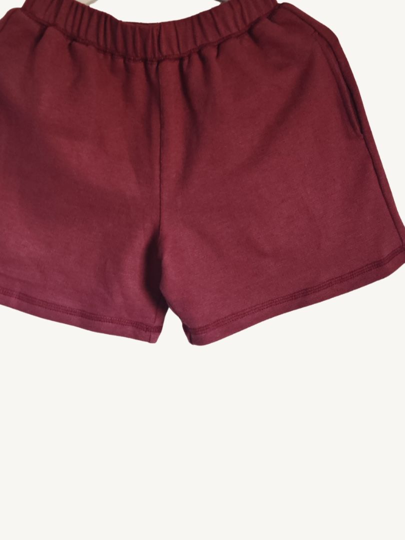 Conjunto Polerón con Capucha + Short Mujer Burdeo Algodón