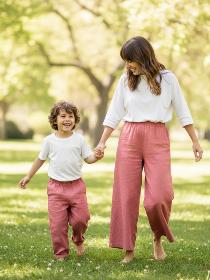 Pack pantalón Lino terracota Mamá hijo