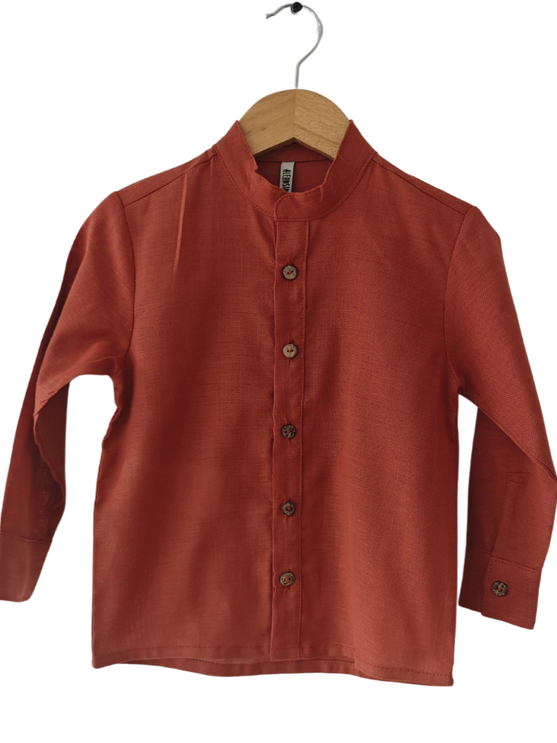 Camisa Lino Mateo Terracota