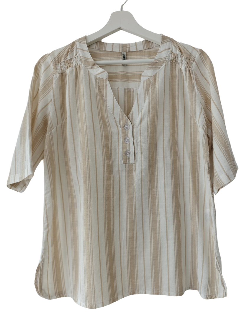 Camisa Mujer Oversize Lino Rayas