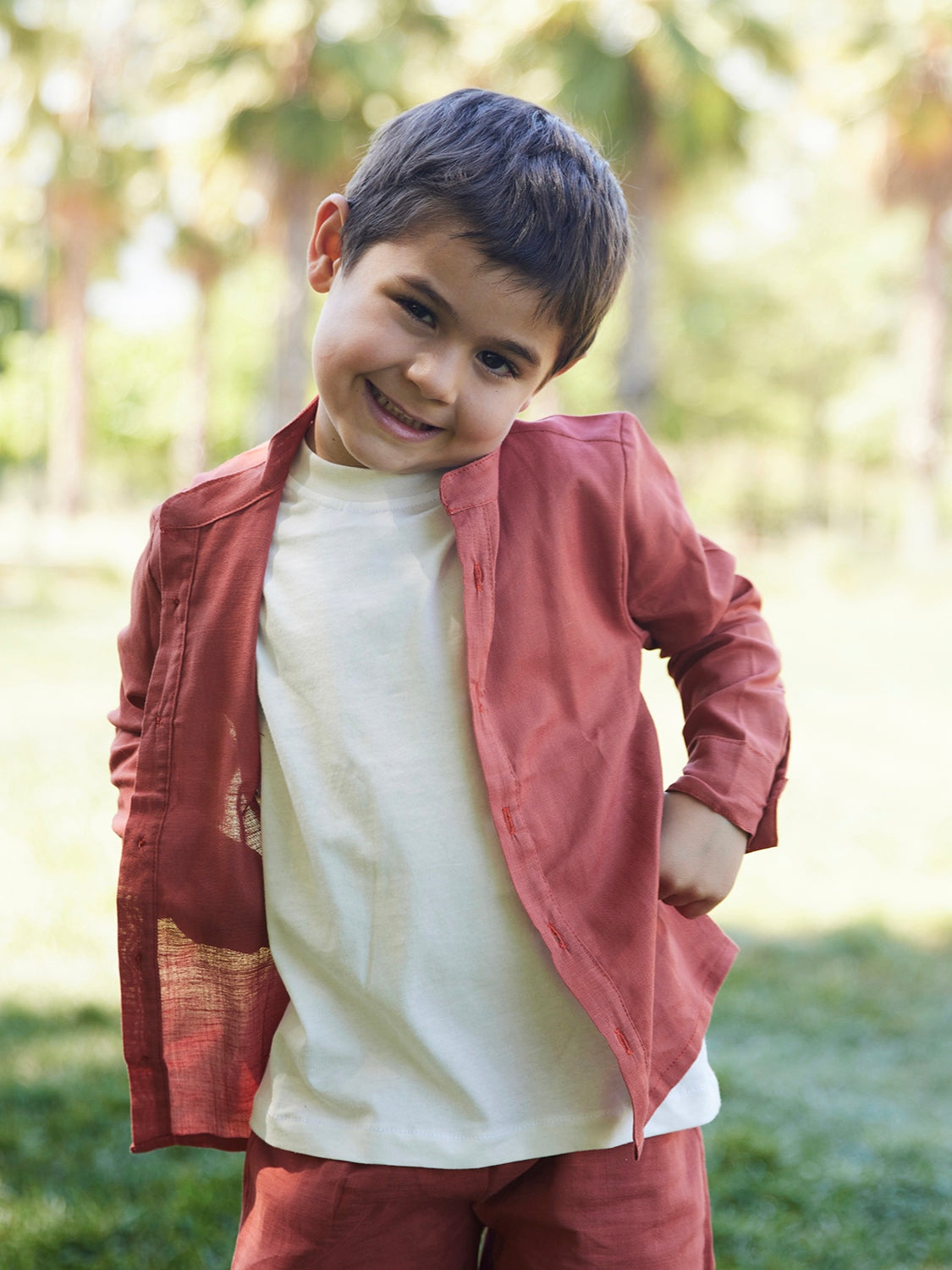 Camisa Lino Mateo Terracota