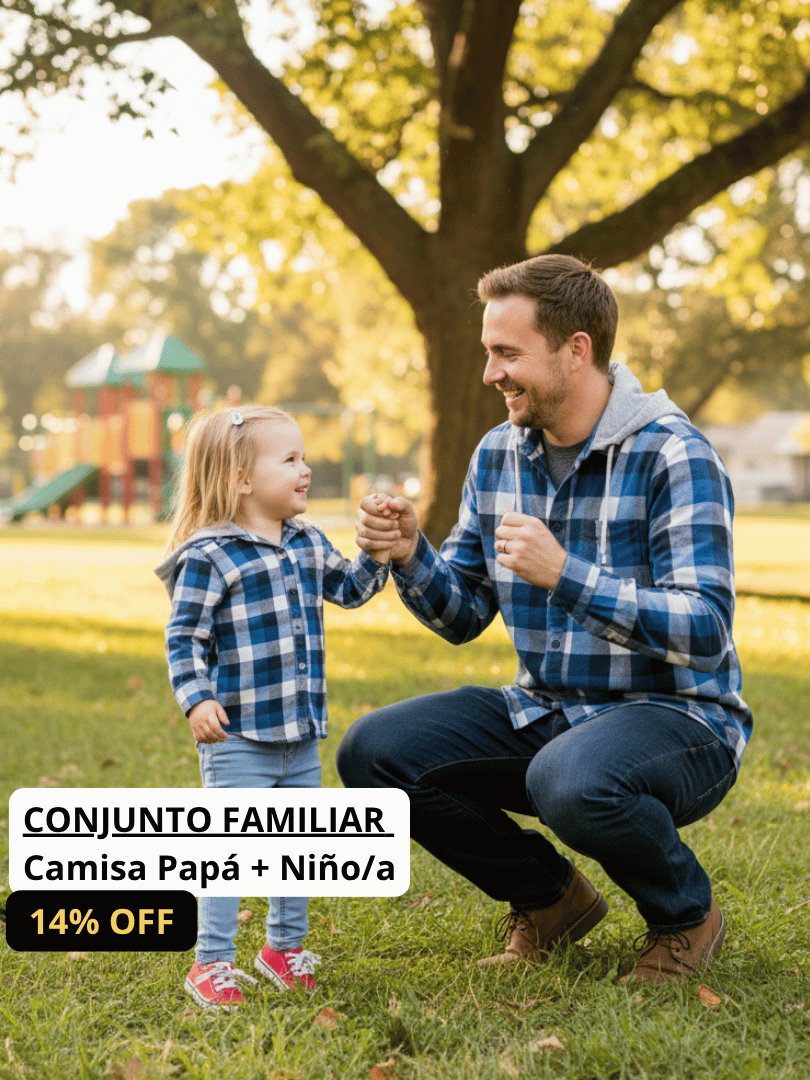 Pack 2 Camisas Gustavo Papá + hijo/a cuadros azul con blanco