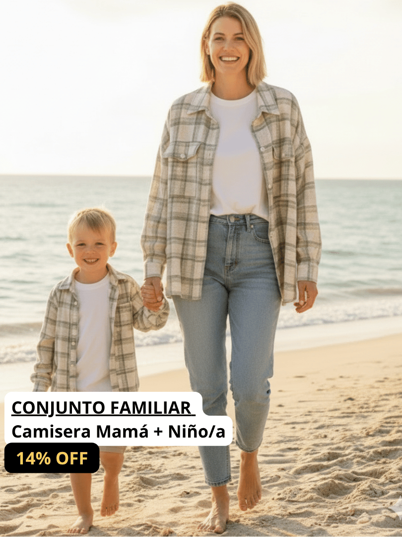 Pack 2 Chaquetas Camisera Mamá + Hijo/a color verde con blanco