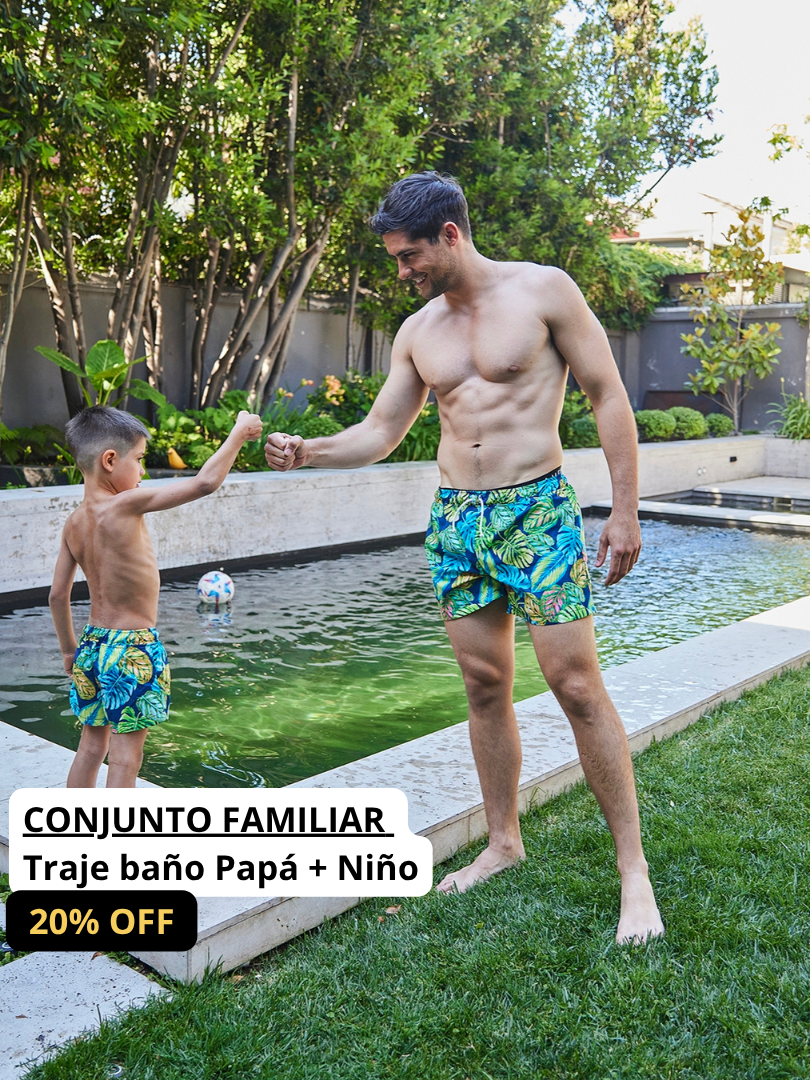 Pack 2 Trajes Baño Hojas Papá + Hijo