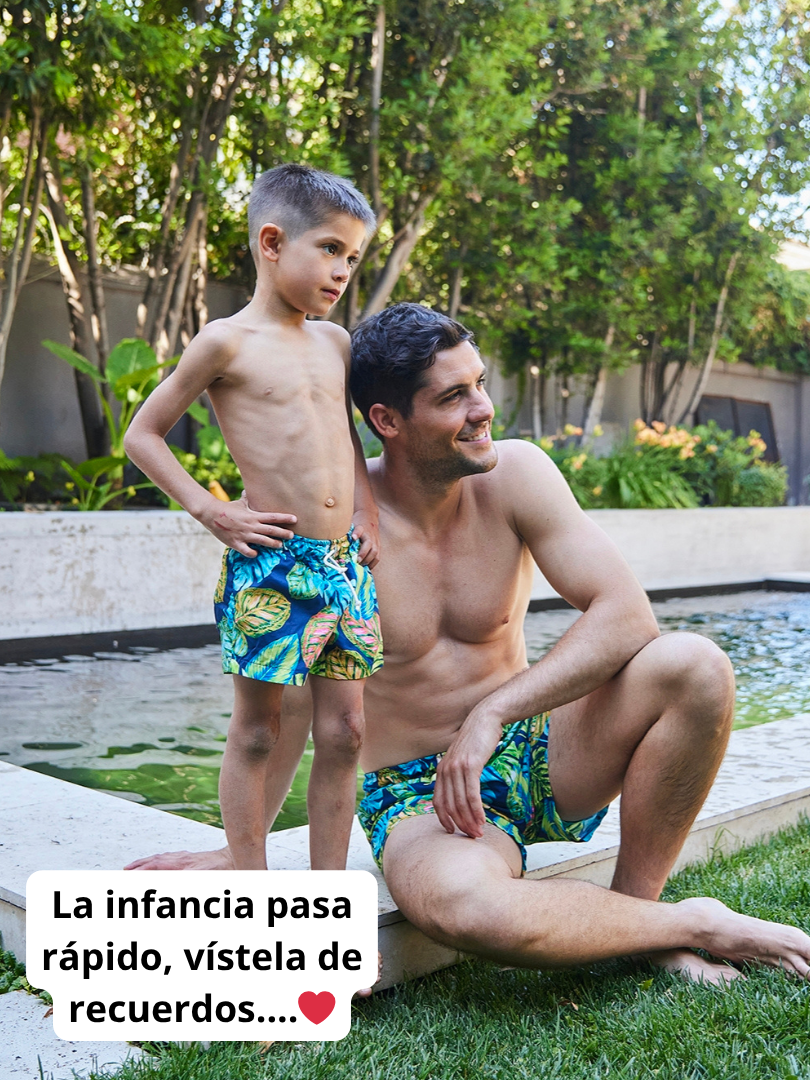 Pack 2 Trajes Baño Hojas Papá + Hijo