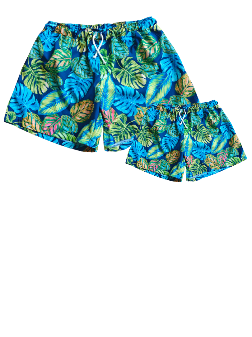 Pack 2 Trajes Baño Hojas Papá + Hijo