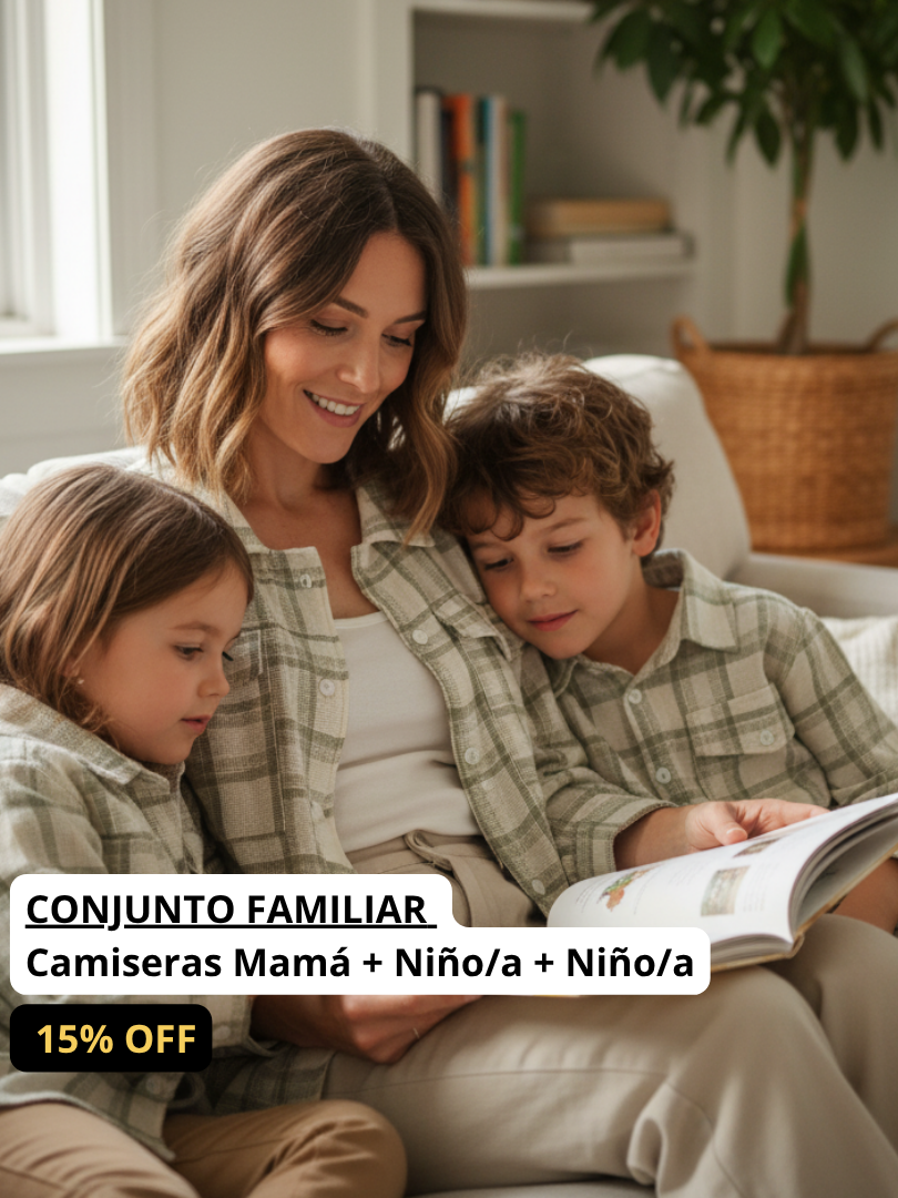 Pack 3 Camiseras a juego para Mamá + Hijo/a + Hijo/a 100% algodón
