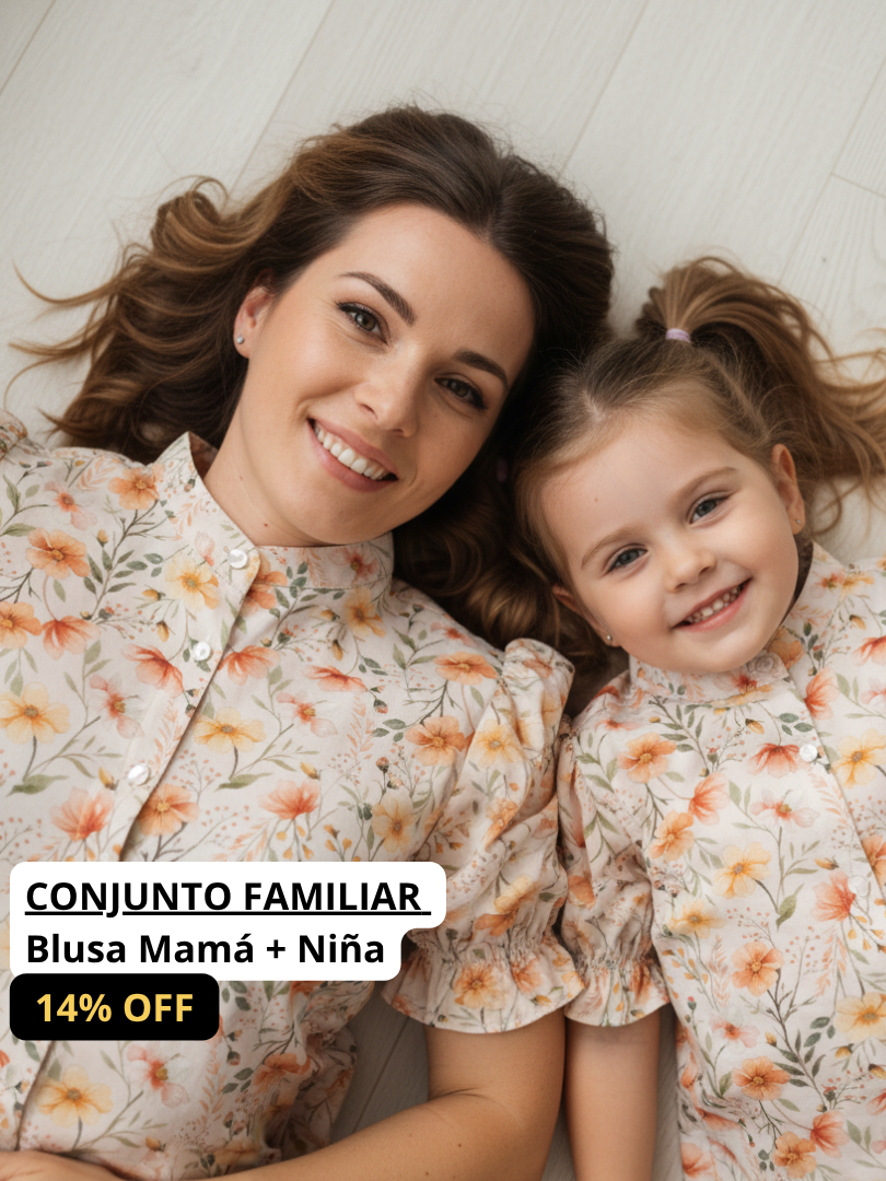 Pack 2 Blusas Mamá + Hija cuello Mao Flores