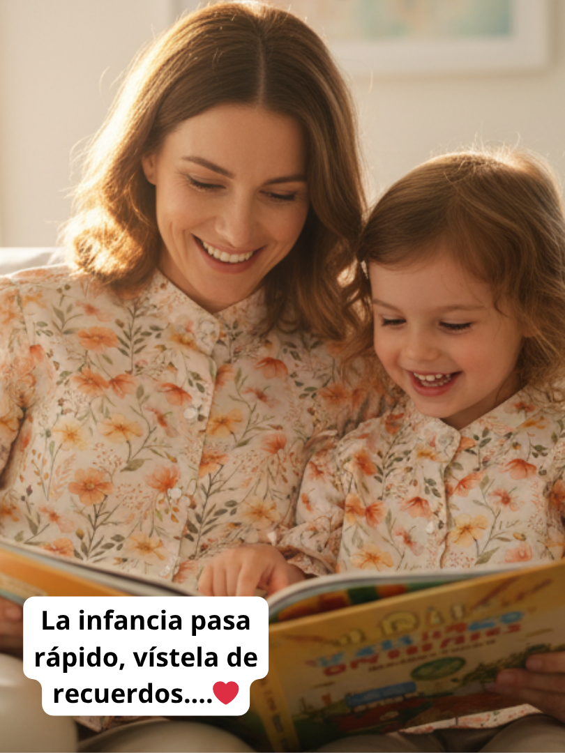 Pack 2 Blusas Mamá + Hija cuello Mao Flores