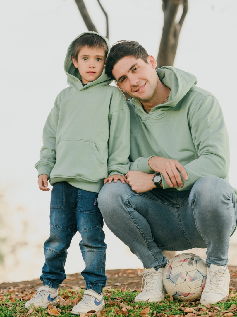 Pack 2 Polerones Oversize Verde Papá + Hijo/a