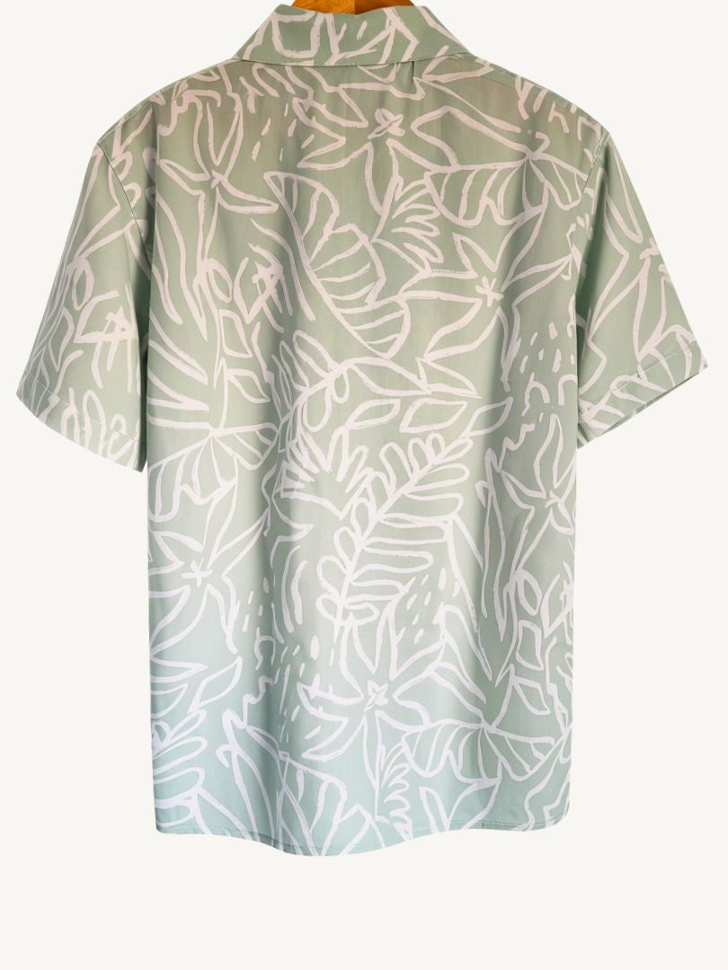 Guayabera Niño Hojas Menta/Blanco 100% Viscosa