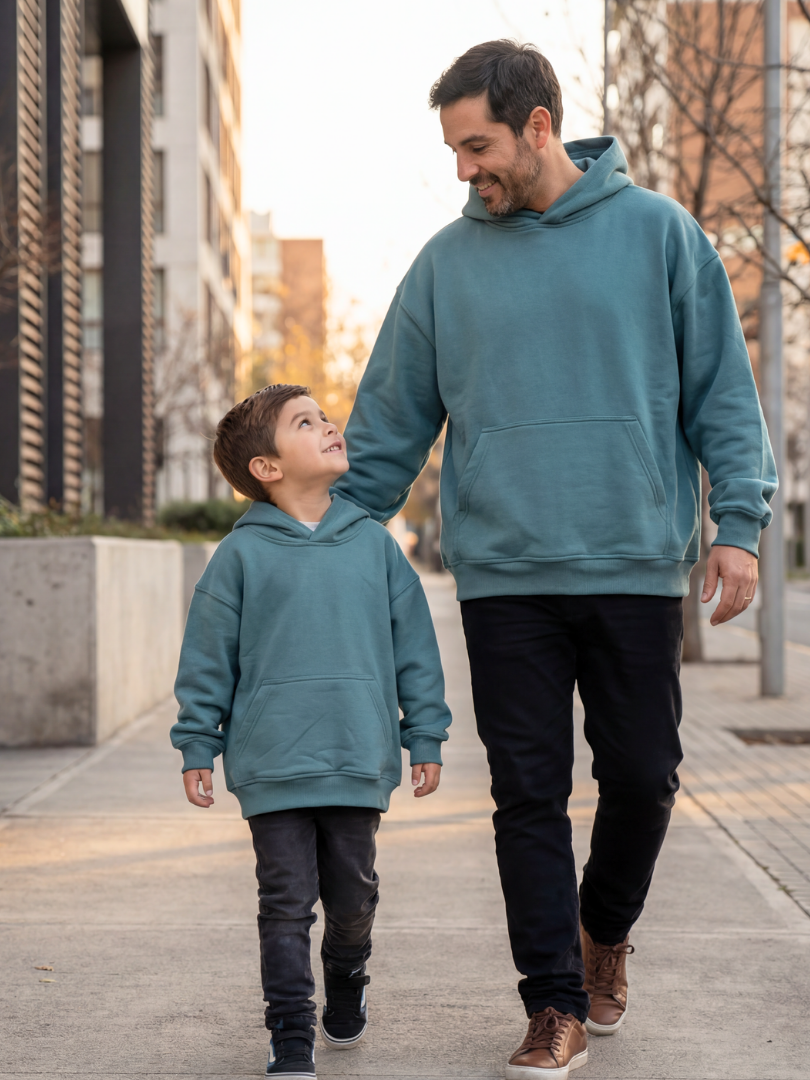 Pack 2 Polerones Oversize Gris grafito Papá + Hijo/a