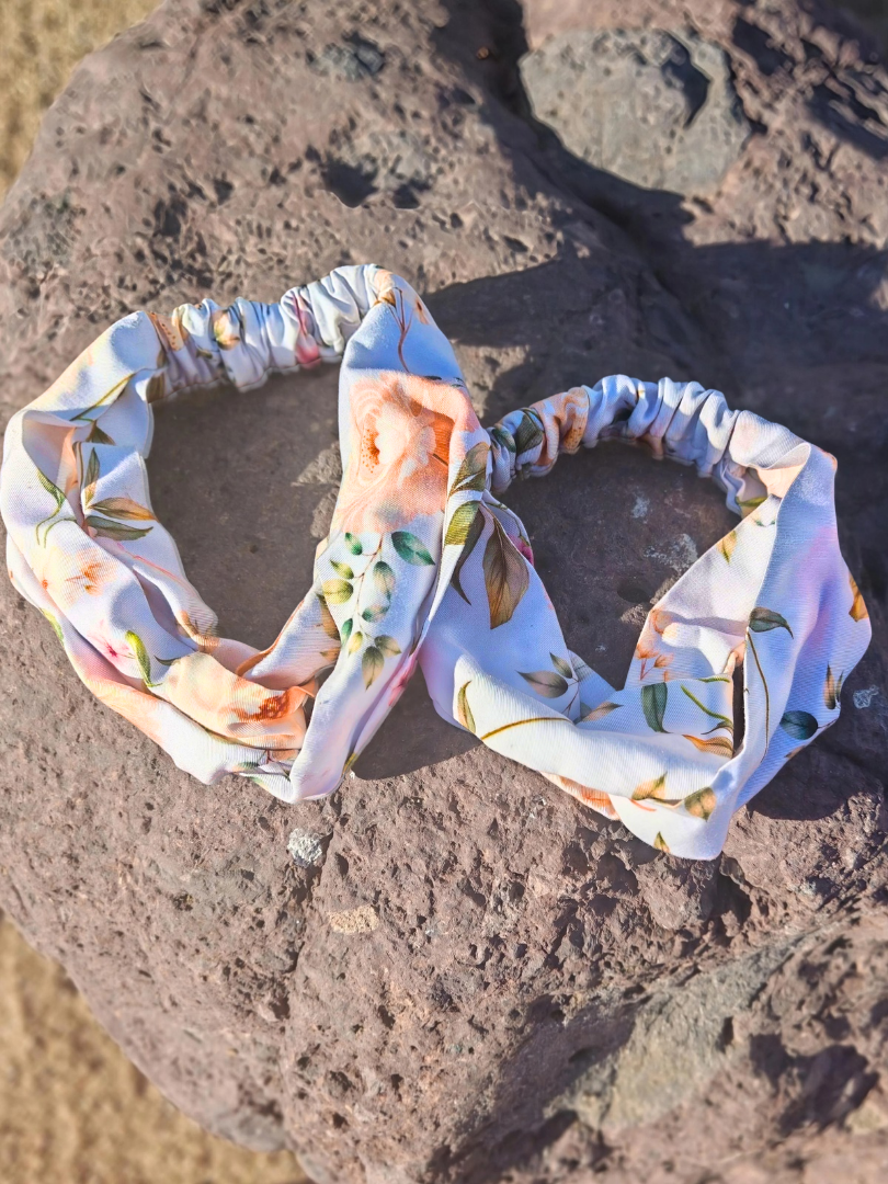 Pack 2 Cintillos Floral celeste Mamá-Hija 100% Viscosa