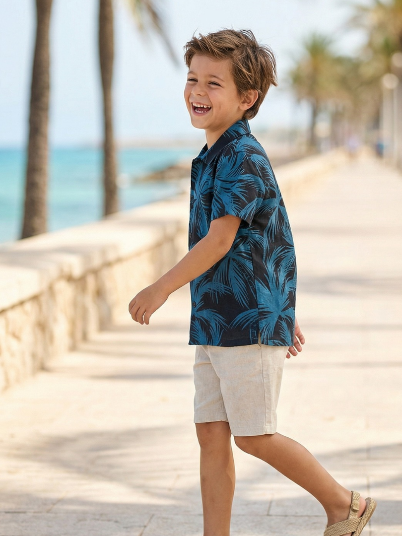 Guayabera niño/a Palmeras 100% algodón
