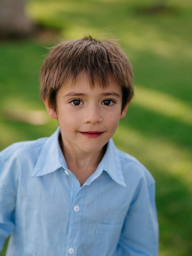 Camisa niño cuello camisa 100% algodón estilo Vichy
