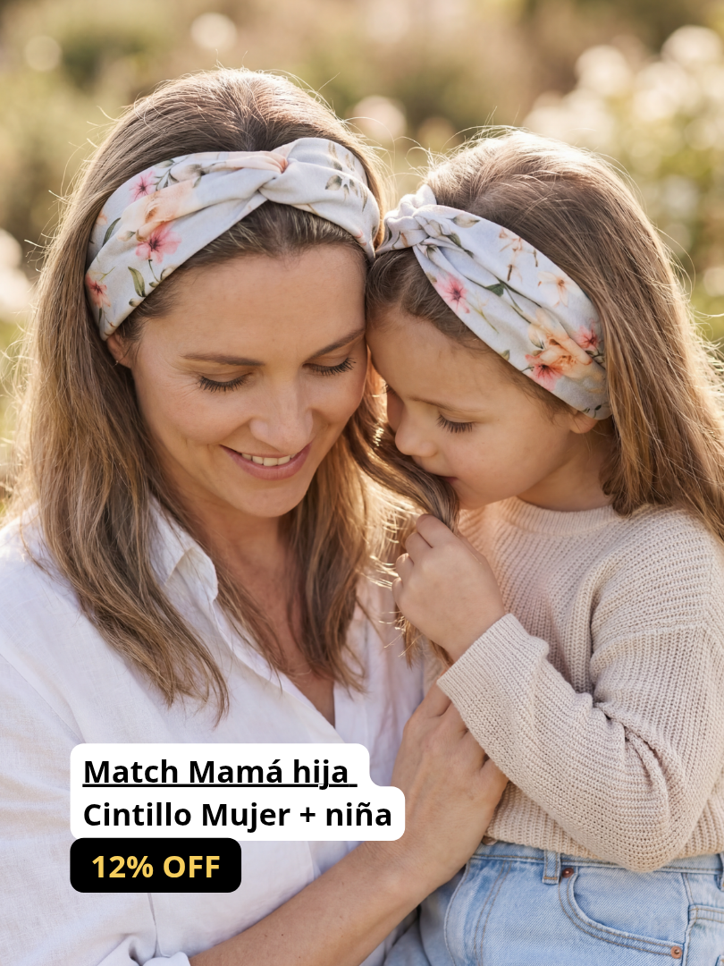 Pack 2 Cintillos Floral celeste Mamá-Hija 100% Viscosa