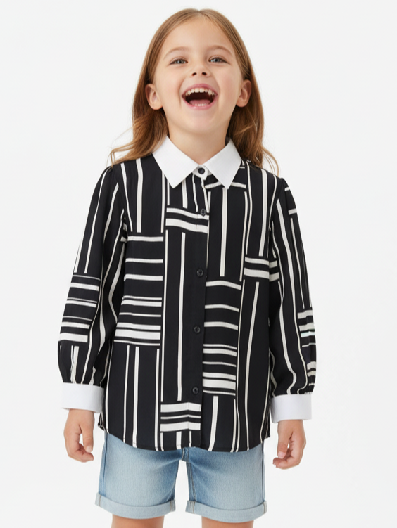 Blusa niña 100% viscosa mangas englobadas