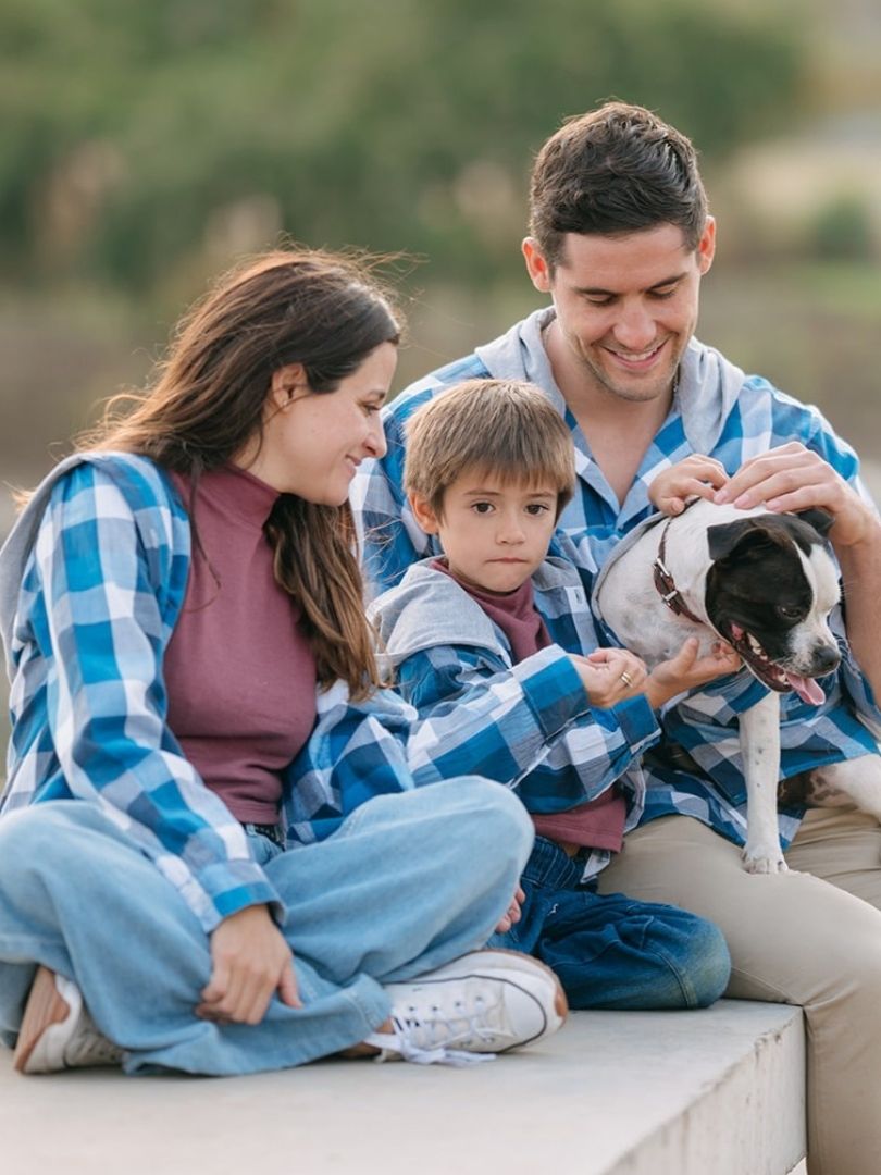 Pack 2 Camisas Franela con capucha Mamá + hijo/a Azul 100% Algodón