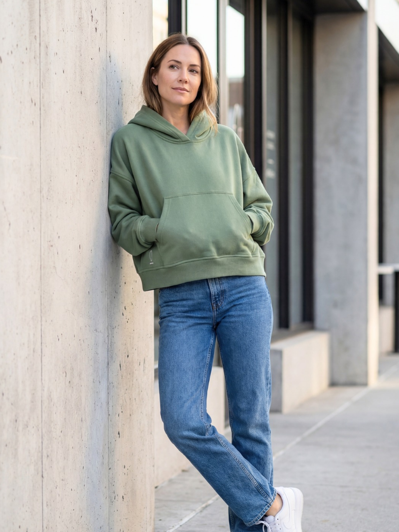 Polerón Mujer Oversize corto Verde