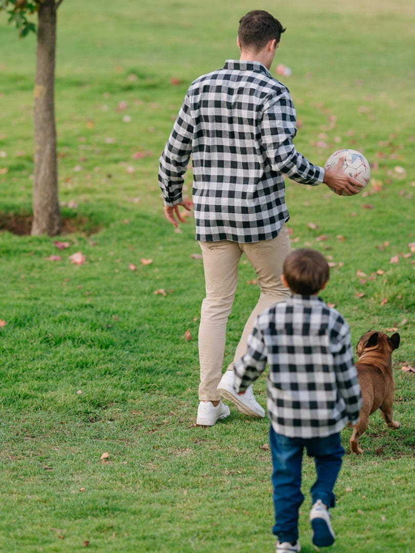 Pack 2 Camisas Franela Papá + hijo Negro/Gris 100% Algodón