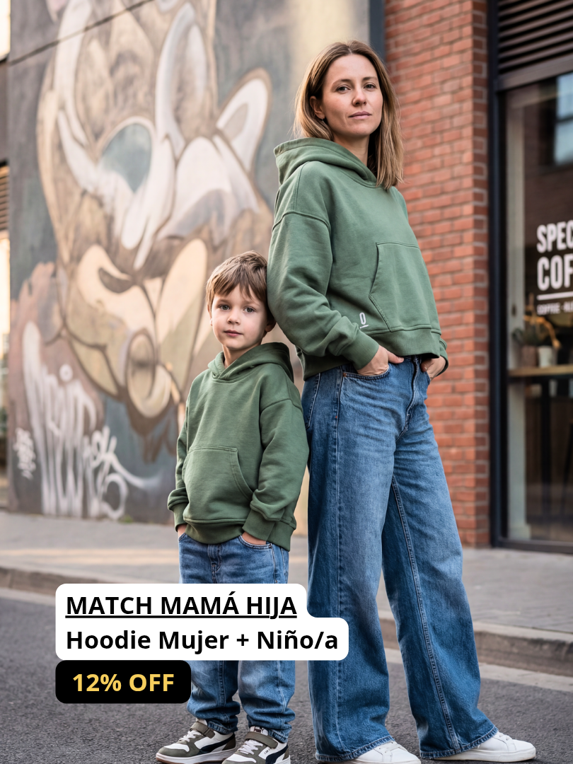 Pack 2 Polerones Oversize Verde Mamá + Hijo/a