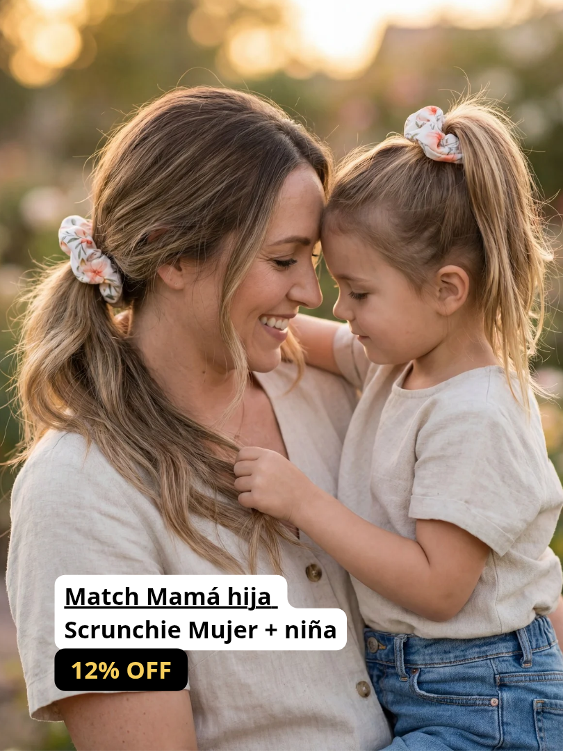 Pack 2 Scrunchie Floral Mamá-Hija 100% Viscosa