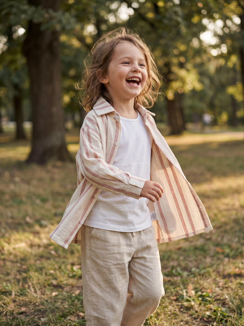 Camisera Infantil Unisex Rayas rosado | 100% Algodón