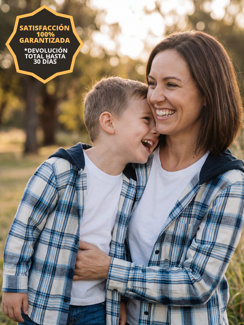 Pack 2 Camisas Franela con capucha Mamá + hijo/a | Azul con blanco 100% Algodón
