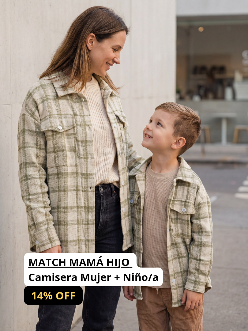 Pack 2 Camiseras Mamá + Hijo/a color verde con blanco