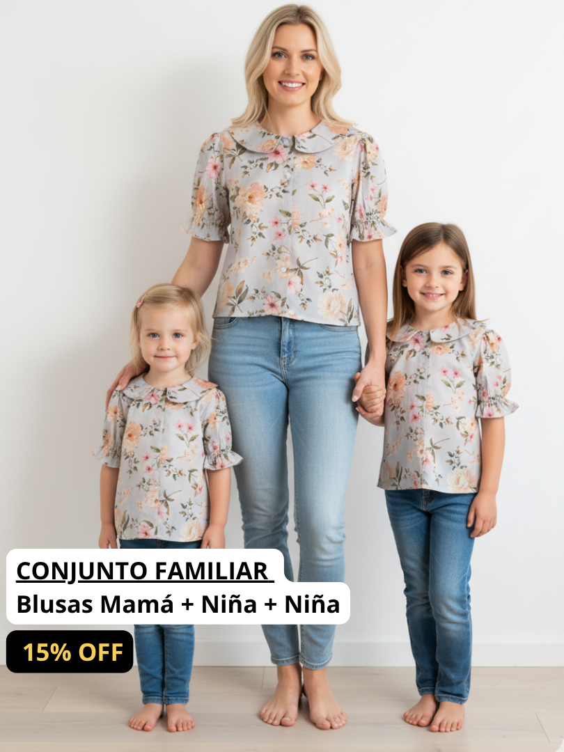 Conjunto familiar Blusas a juego para Mamá + Hija + Hija