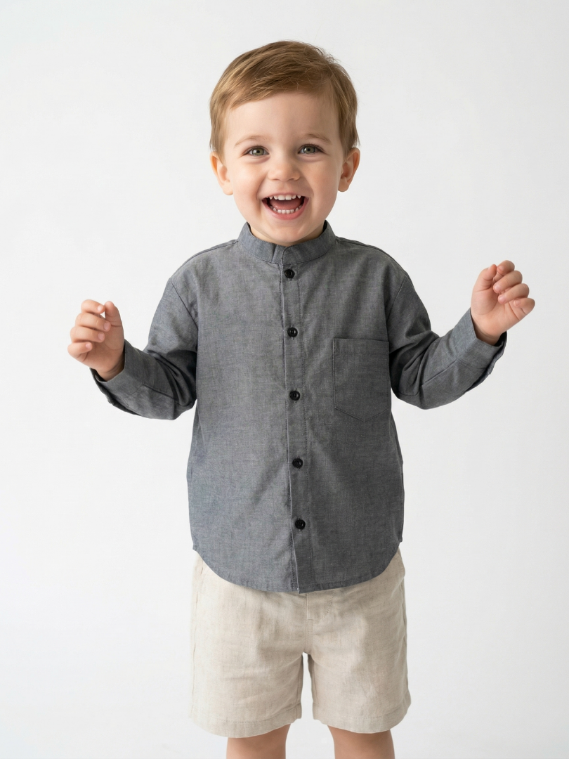 Camisa niño 100% Algodón cuello Mao